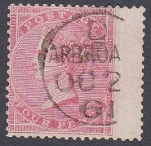 STAMPS : GREAT BRITAIN 1857 4d Rose Large Garter fine used ABRROATH CDS SG 66a