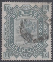 STAMPS 1878 10/- Greenish Grey good used example (BD)