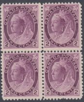 STAMPS 1898 QV 2c reddish purple, fine U/M block of four