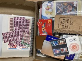 STAMPS : Flat box containing lots of better stamps, packs etc plus GB booklets and War Tax