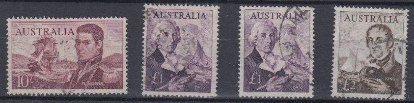 STAMPS AUSTRALIA 1963-65 Navigators 10/- to £2 including boith £1's Cat £123