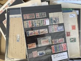 STAMPS : WORLD, box with various on album stock pages