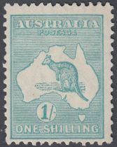STAMPS AUSTRALIA 1929 1/- Blue Green, mounted mint SG 109