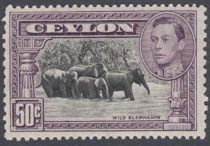 STAMPS CEYLON 1941 3c Black and Mauve perf 13 x 11.5, mounted mint SG 394