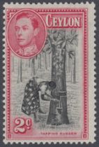 STAMPS CEYLON 1938 2c Black and Carmine perf 13.5 x 13 mounted mint SG 386a