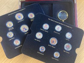 Coin set of Gold Plated decimal and pre-decimal UK coins with coloured enamel design