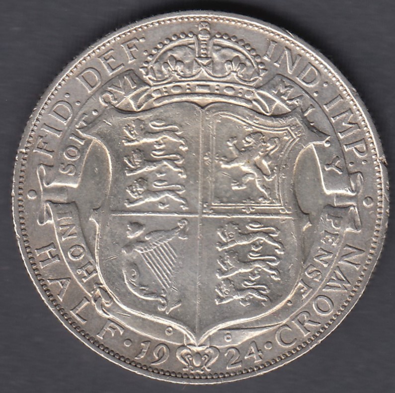 1924 George V Silver Half Crown VF to EF condition - Image 2 of 2