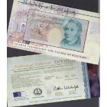 1999 £5 Note and uncirculated £5 coin set