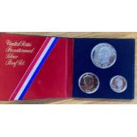 1976 USA Bicentennial Silver Proof Set 1/4, 1/2 and 1 dollar