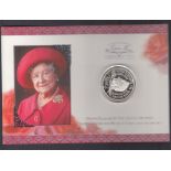 2000 Queen Mother Proof silver £5 coin and minisheet set