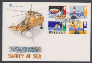 1985 Safety at Sea FDC with Geographical Magazine cancel
