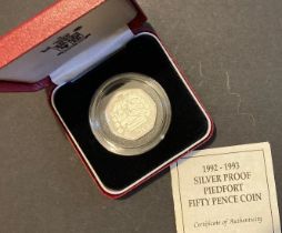 1993 Silver Proof 50p Double Dated EU design PIEDFORT