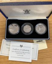 1994 Three coin Silver Proof set 50th Anniversary of Allied Invasion of Europe