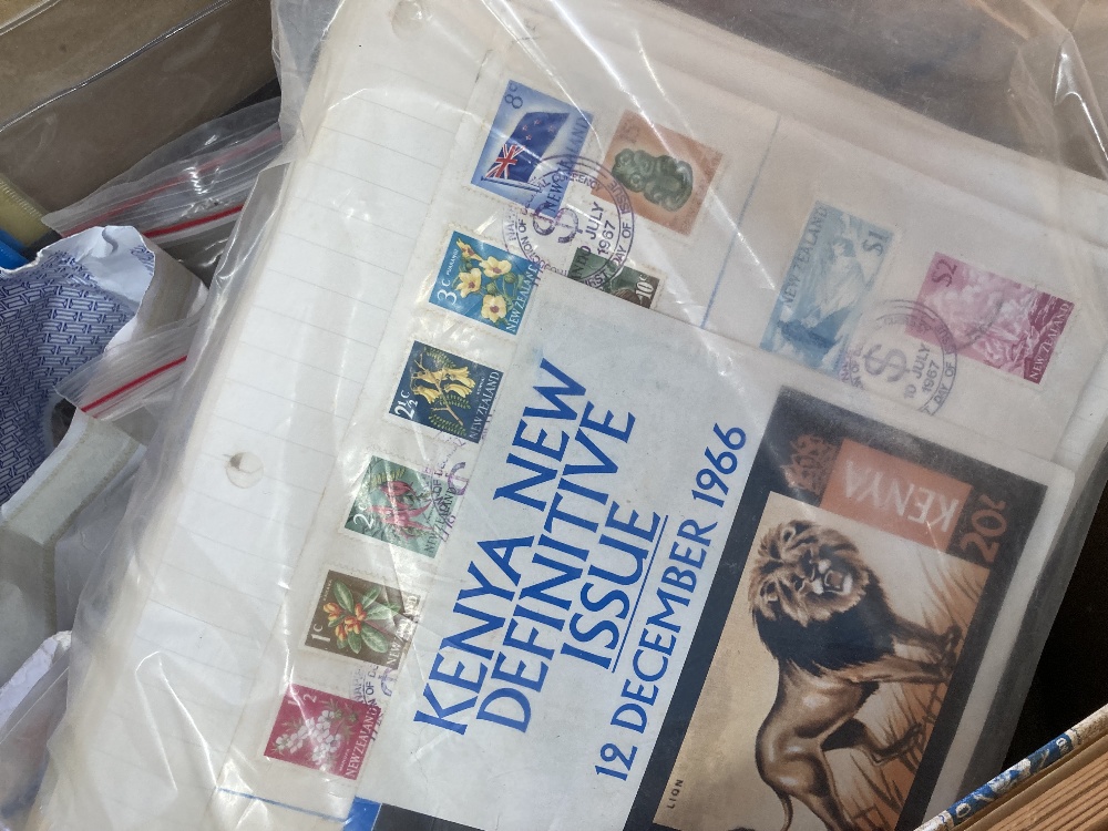Large box with hundreds of old album pages , covers and stockbooks etc - Image 4 of 4