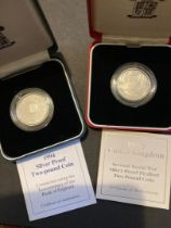 Two Silver Proof £2 coins 1995 World War and 1994 Bank of England