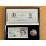 1990 £5 Bank note and £5 Silver Bank of England coin set