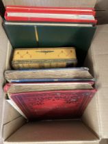 Mixed box of stock books and old albums, reasonable early material spotted
