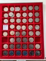 Collectors tray with QEII Shillings and new 10p coins