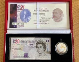 2000 £20 Note and Silver Proof £5 coin set