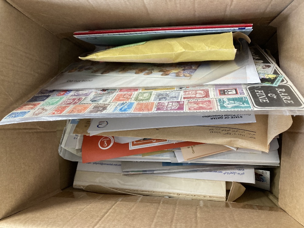Mixed box of stamps and covers, mainly from Oman and Arab States