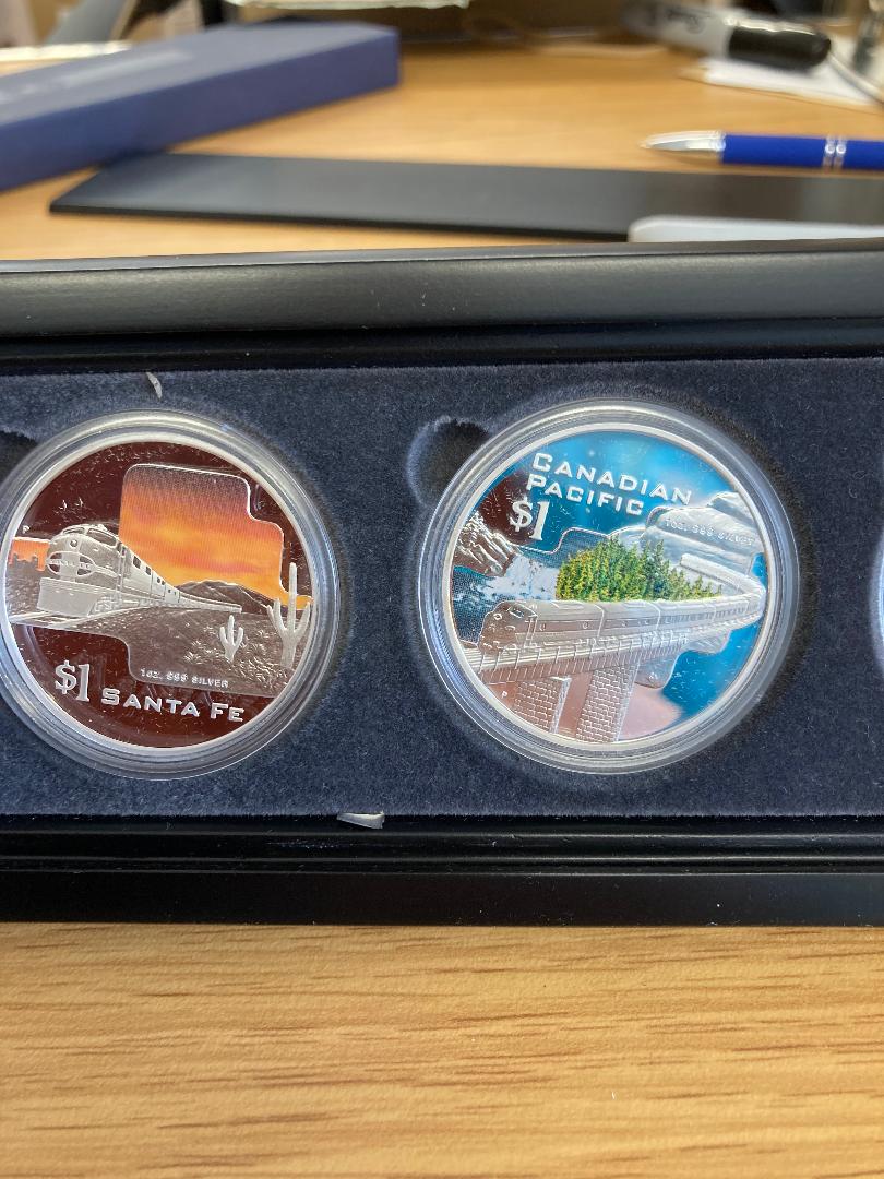 2004 Great Rail Journeys Five Silver 1oz coins from Cook Islands in special display case - Image 3 of 3