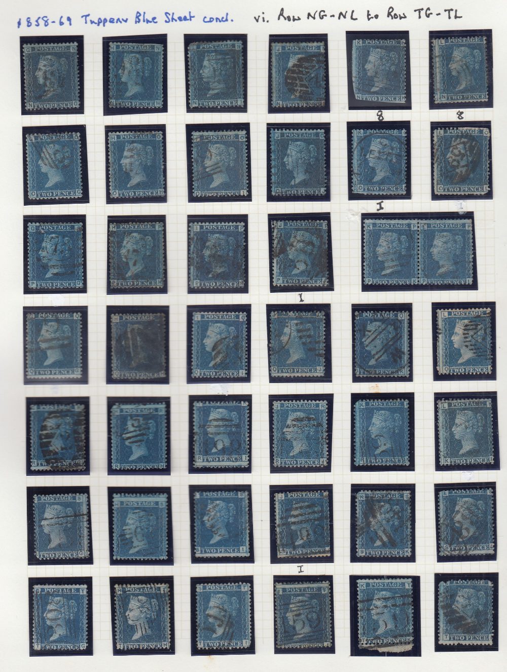 1858 Two Penny Blue collection of mainly plate 9 AA -TL - Bild 3 aus 3