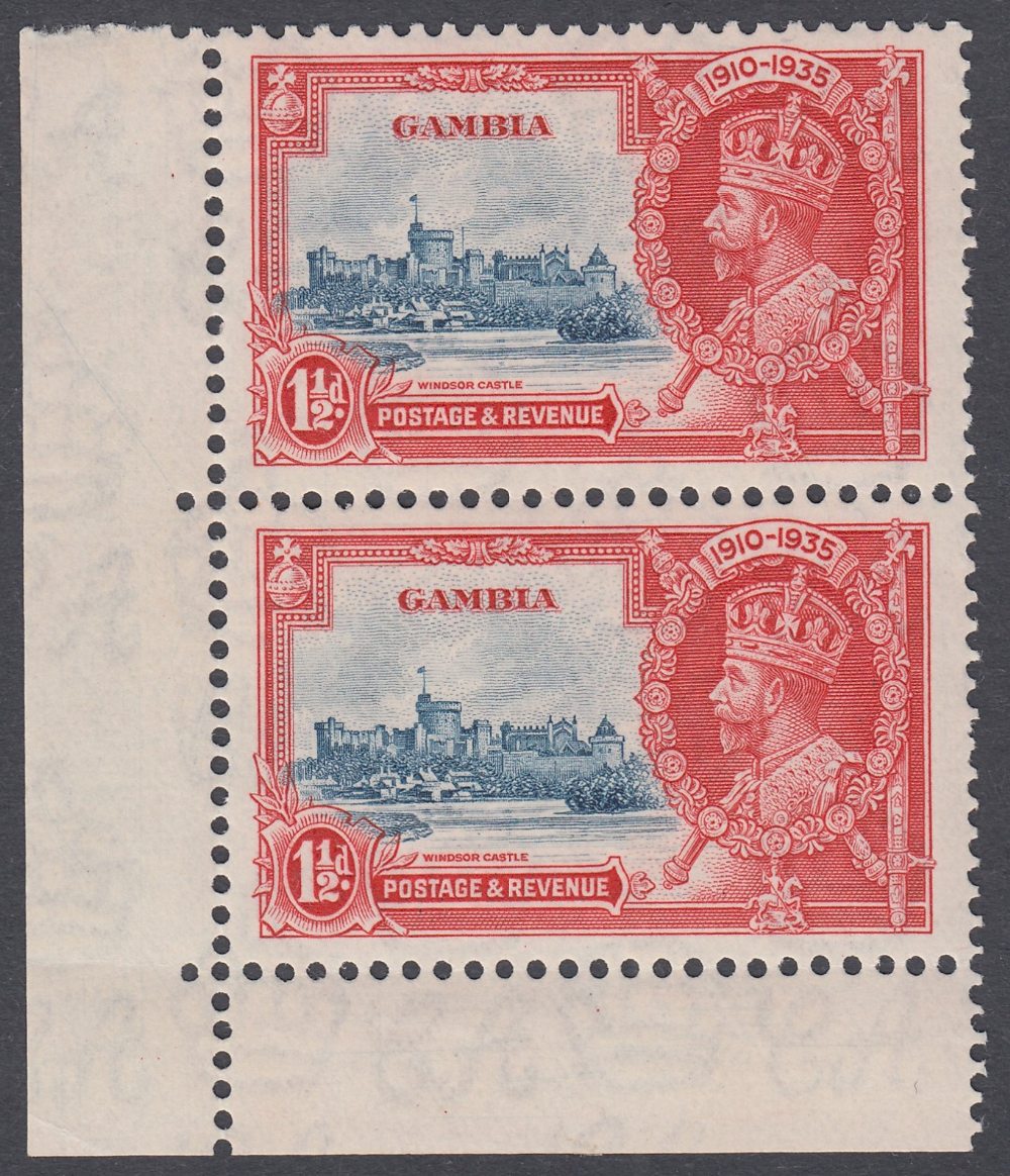 GAMBIA, 1935 Silver Jubilee 1 1/2d deep blue & scarlet