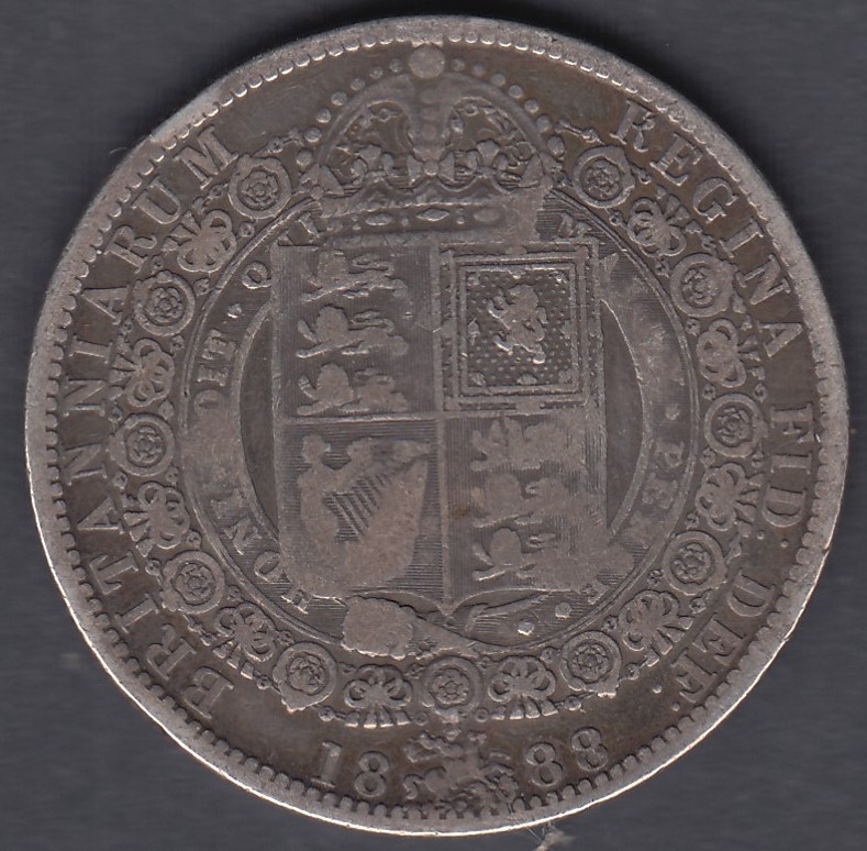 1888 Victoria Silver Half Crown in F to VF condition - Image 2 of 2