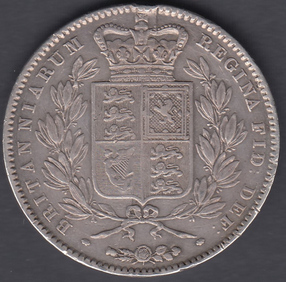 1844 Young Head Victoria Silver Crown Cinque Foil VF to EF condition - Image 2 of 2