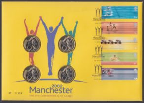 Scarce 2002 Manchester Commonwealth Games coin cover 4 x £2