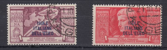 1938 Dodecanese Augustus 1l + 1l and 5l + 1l fine used Cat £99