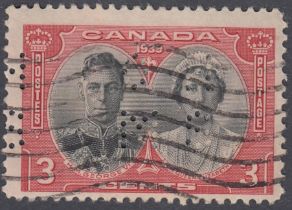 1939 Royal Visit 3c values used, with OHMS Perfin, scarce