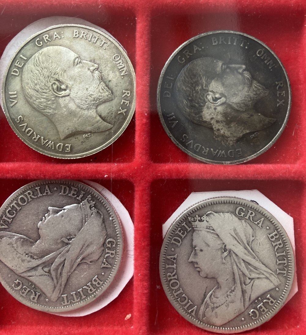 Collectors tray with Silver Half Crowns QV to GV including a couple of scarce dated - Image 3 of 4