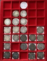 Collectors tray with Silver Half Crowns QV to GV including a couple of scarce dated