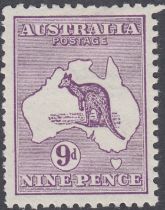 1913 Kangaroo 9d violet, lightly M/M, SG 10. Cat £100