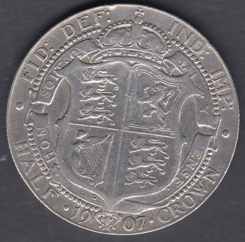 1907 Edward VII Silver Half Crown VF - Image 2 of 2