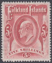 1904 5/- Red mounted mint SG 50 Cat £250