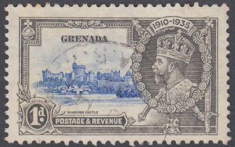 Grenada 1935 1d fine used with "Dash by Turret" unlisted in SG