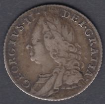 1757 George II Sixpence in fine condition