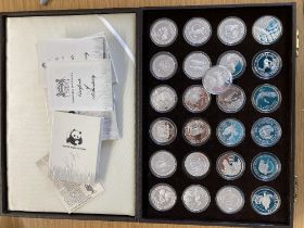 World Wildlife Fund 25th Anniversary Coin collection 24 Silver Crowns