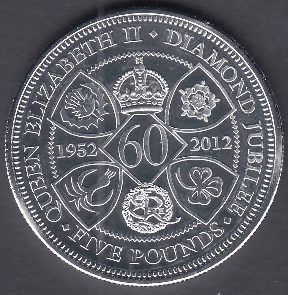 2012 Silver Proof Diamond Jubilee £5 coin Tristan Da Chuna - Image 2 of 2