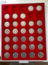 Collectors tray with Silver Florins QV to GVI including some better dates such as 1925