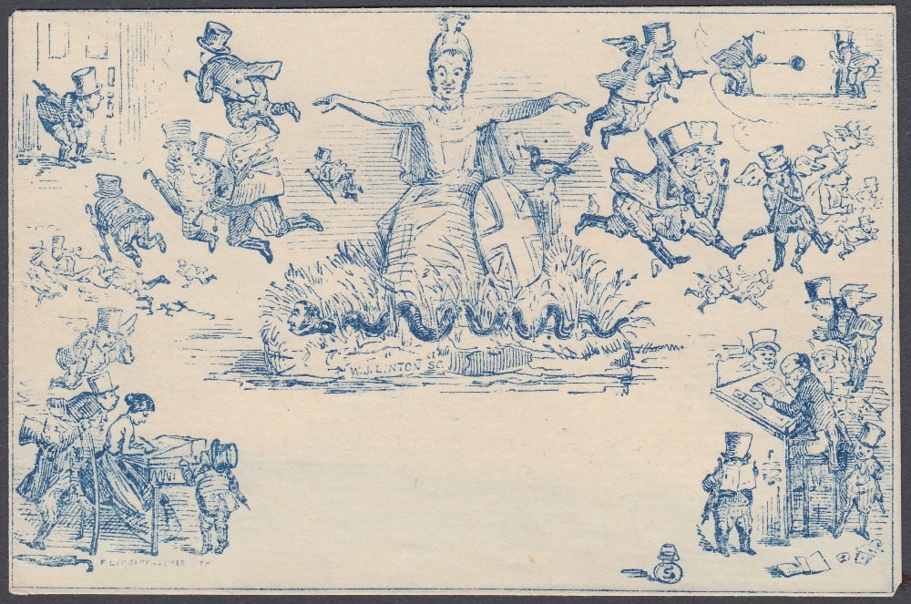 1844 Punch Anti Graham Propaganda envelope in blue no inscription