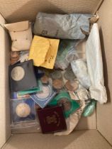 Mixed box of UK and World coins, a good mix, including 1951 Festival boxed,