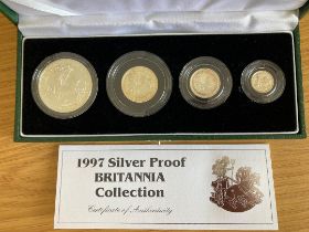 1997 Silver UK Britannia four coin proof set with cert
