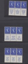 1953 1d Wilding Booklet Panes with printed labels (no salvage)