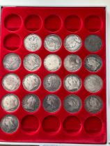 Collectors tray of Queen Victoria Silver Crowns 1888 -1900 mixed condition but generally good (20)