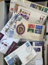 Box file with First Day Covers, better spotted like 1953 Coronation, special handstamps etc