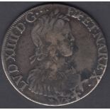1652 Louis XIV Silver ECU , quite worn but appears genuine 26.2g