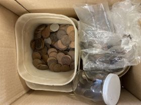 Mixed box of old UK coins and some foreign , lots of it but quality not the best !